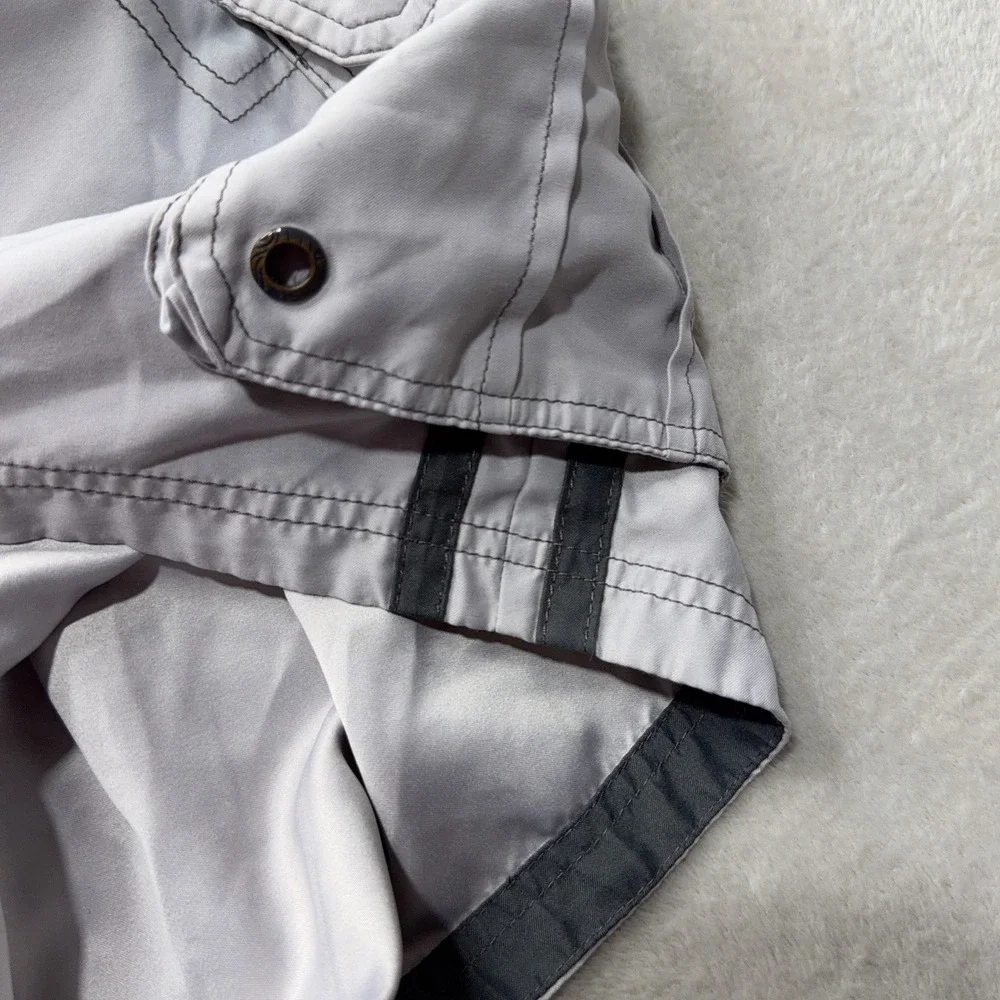Op Ocean Pacific Mens Gray Cargo Board Shorts Y2k Swim Trunks XL Surf Beach